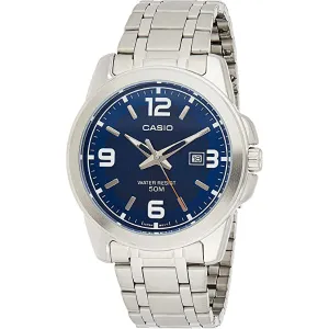 Casio Enticer Silver Stainless Steel Blue Dial Quartz Watch for Gents - MTP-1314D-2AVDF