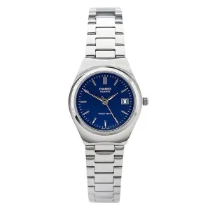 Casio Silver Stainless Steel Blue Dial Quartz Watch for Ladies - LTP-1170A-2A RDF