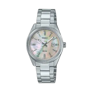 Casio Silver Stainless Steel Pink Dial Quartz Watch for Ladies - LTP-1302DS-4AVDF