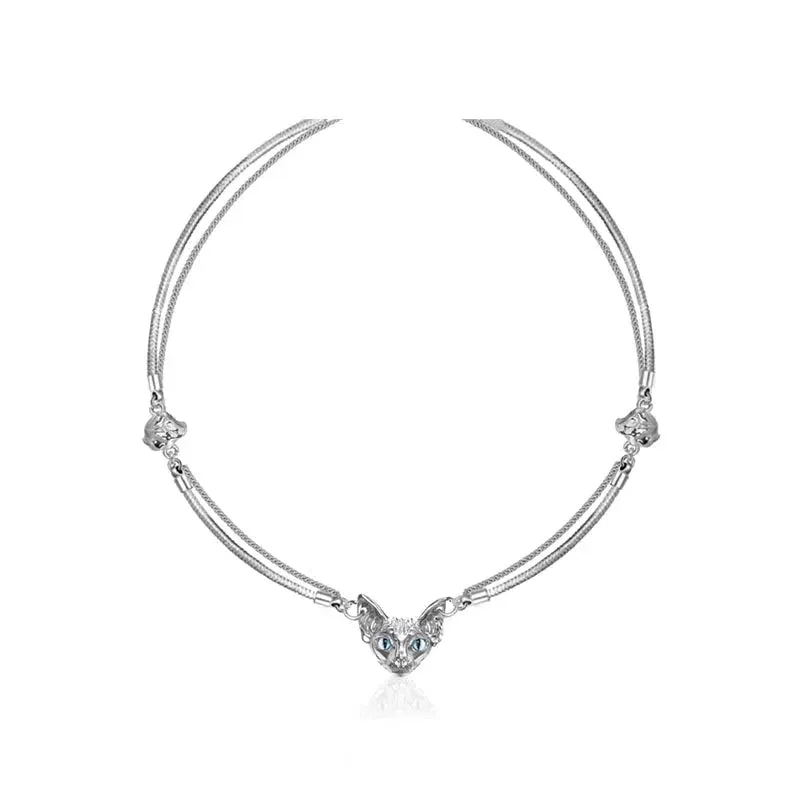 Cat Pendant Necklace Clavicle Chain