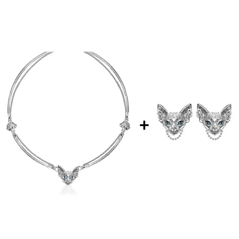 Cat Pendant Necklace Clavicle Chain