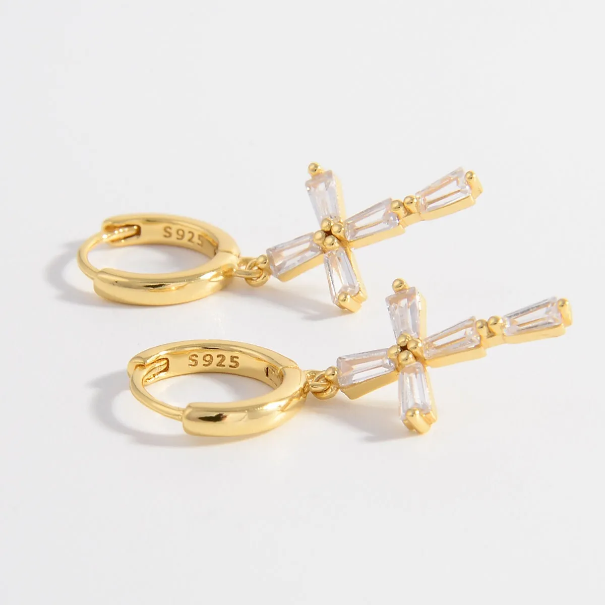 Celestial Grace Zircon Cross Earrings