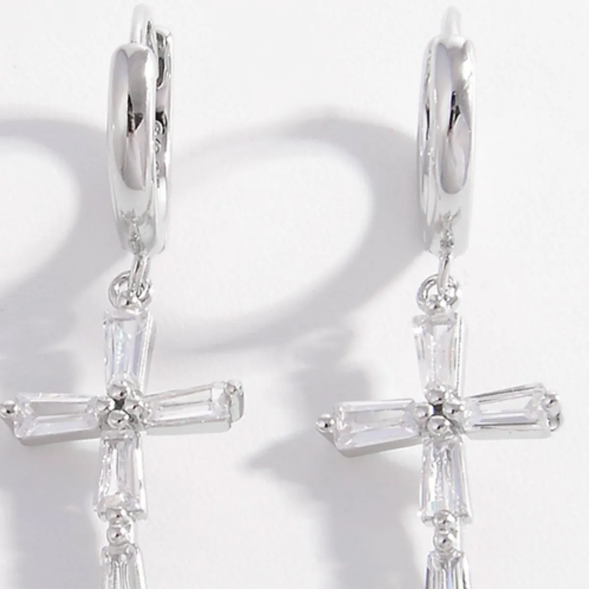 Celestial Grace Zircon Cross Earrings