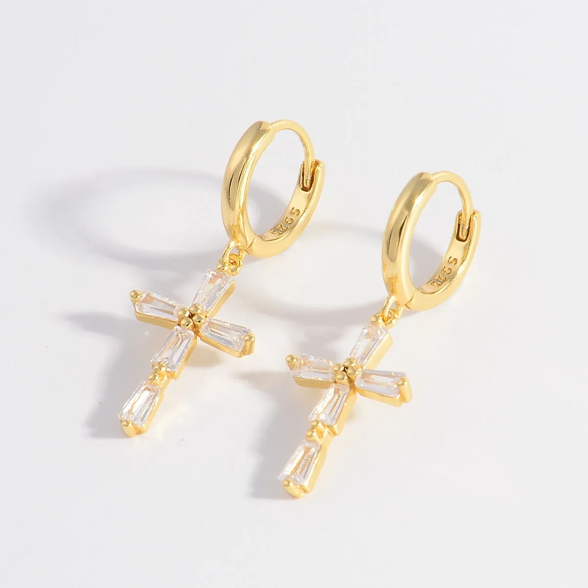 Celestial Grace Zircon Cross Earrings