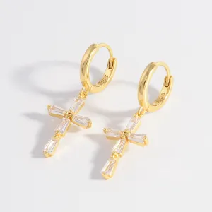 Celestial Grace Zircon Cross Earrings
