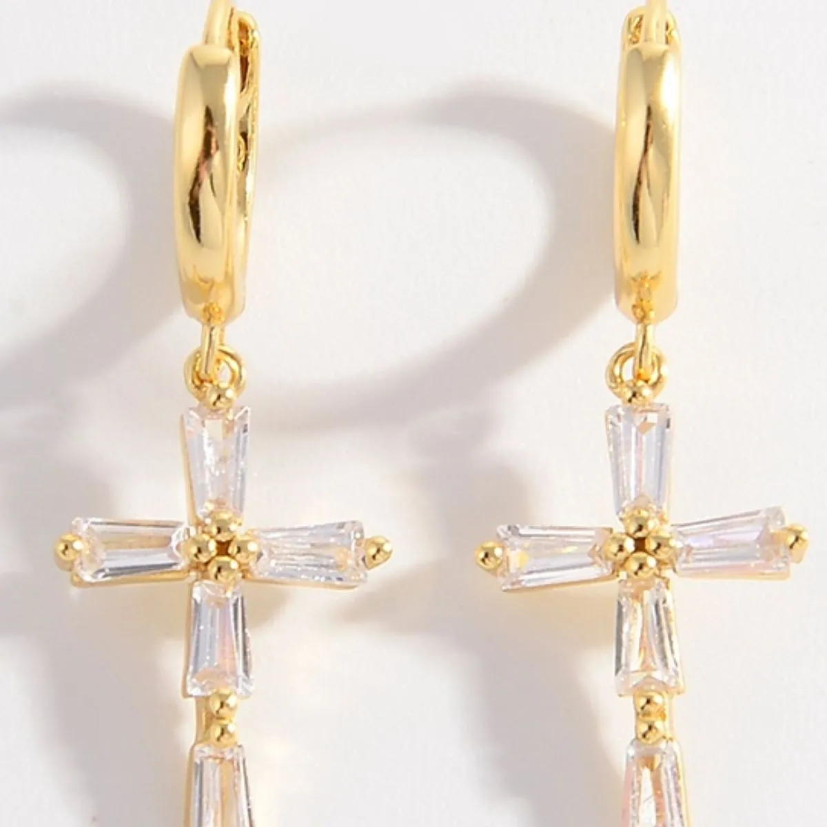Celestial Grace Zircon Cross Earrings