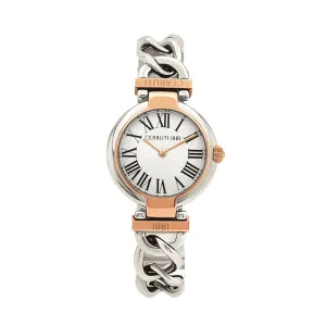 Cerruti Ladies Watch Stainless Steel / Rose Gold Plated Case With White Dial & Stainless Steel Rose Gold Plated Metal Bracelet