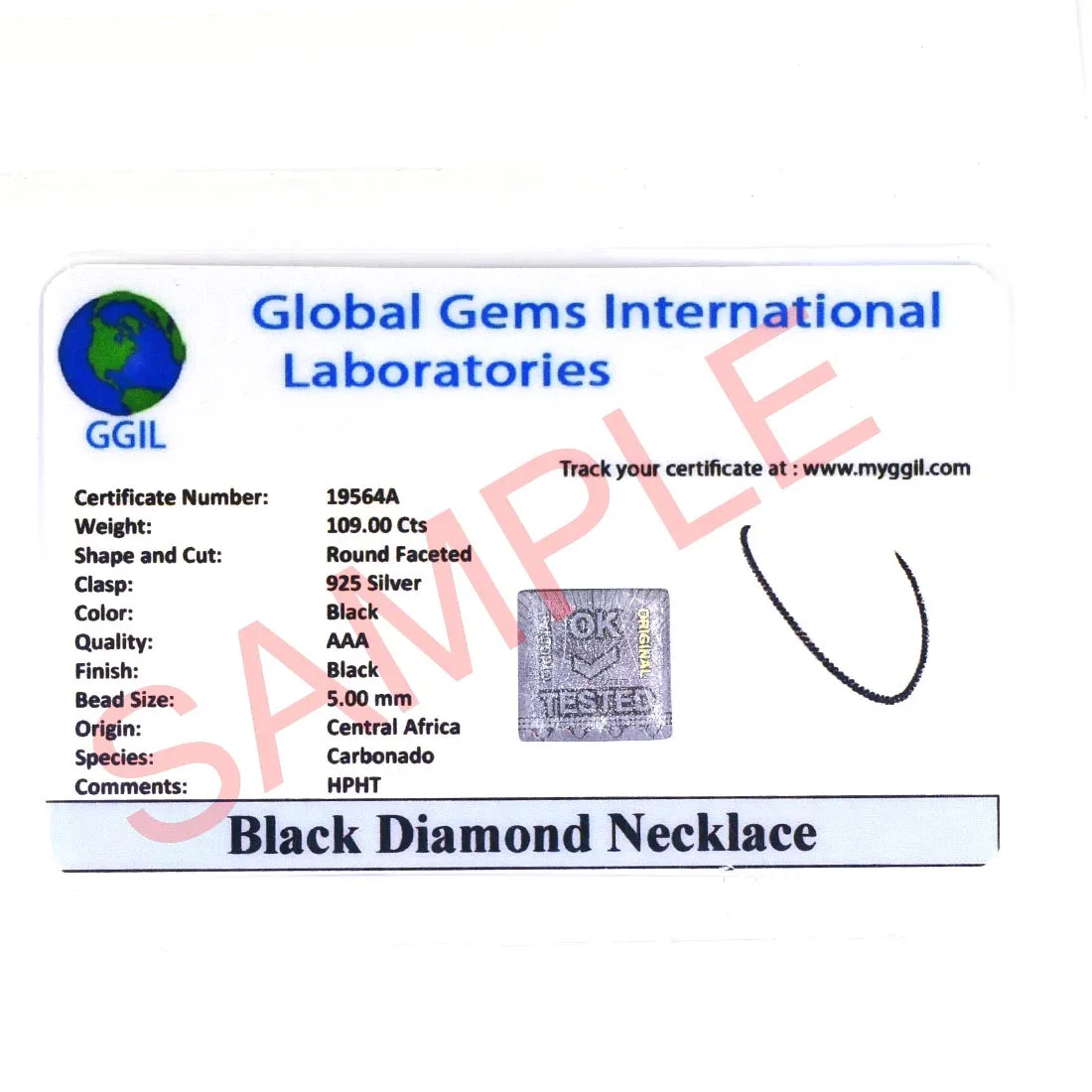 Certified 4mm Black Diamond Chain Necklace With Ruby Gemstone Beads! New Design & Great Shine