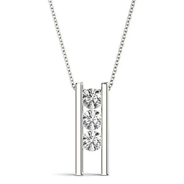 Channel Set 1.00 ctw Diamond Three Stone Necklace Pendant