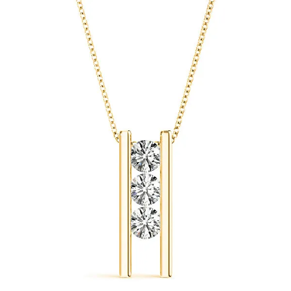 Channel Set 1.00 ctw Diamond Three Stone Necklace Pendant