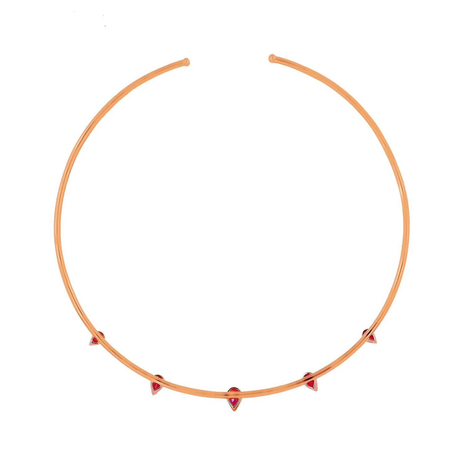 Charming Pear Ruby July Birthstone Cuff Necklace Made In 18K Rose Gold For Her