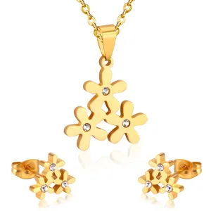 Children's, Teens' and Mothers' Necklace/Earrings Sets:  Surgical Steel, Gold IP, Flowers