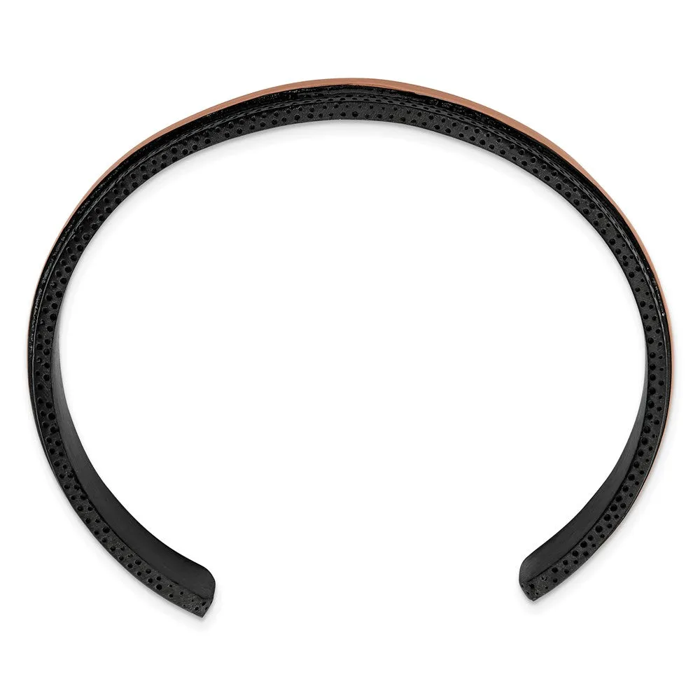 Chisel Stainless Steel Polished and Textured Black and Brown IP-plated 10mm Cuff Bangle