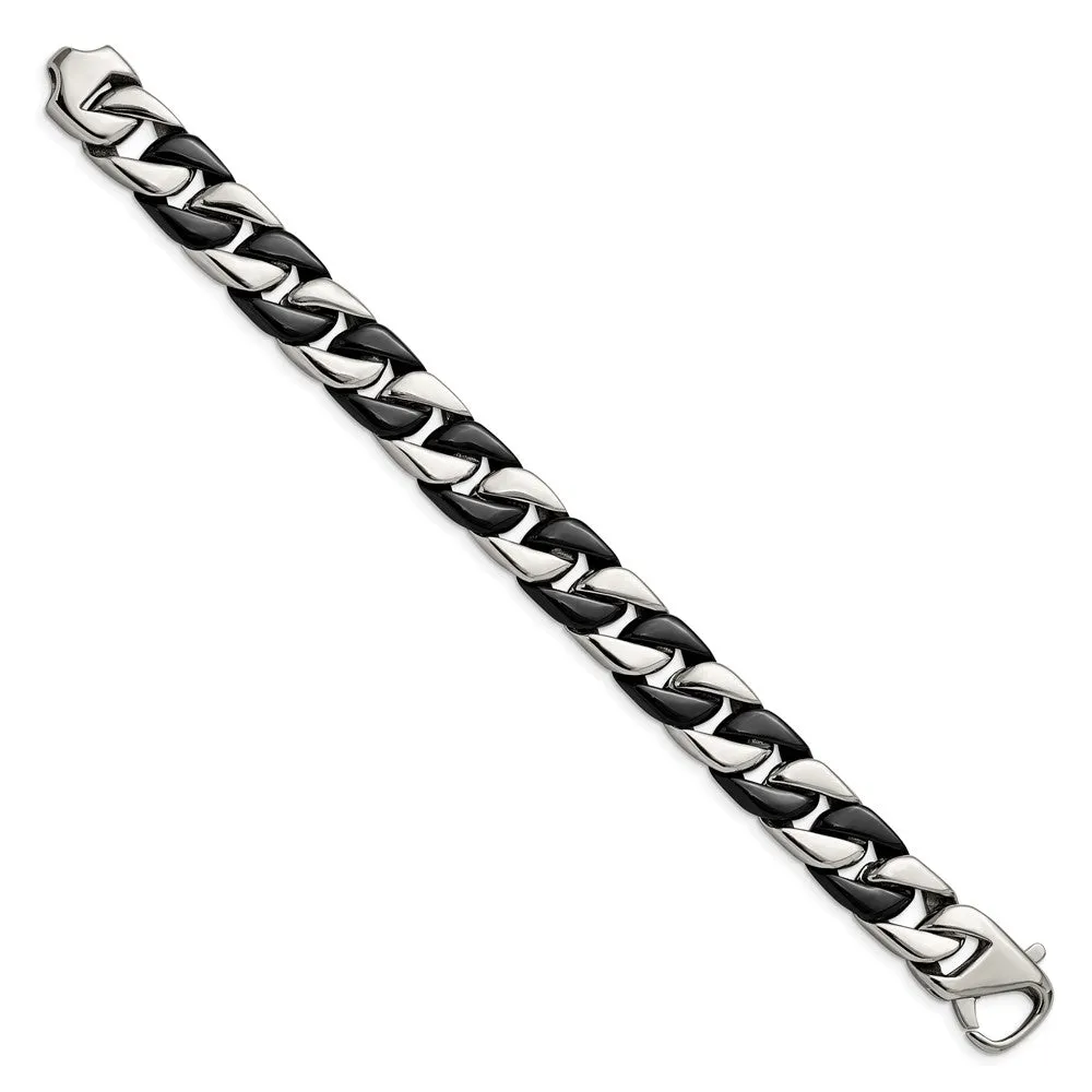 Chisel Stainless Steel Polished Black IP-plated 8.75 inch Curb Bracelet