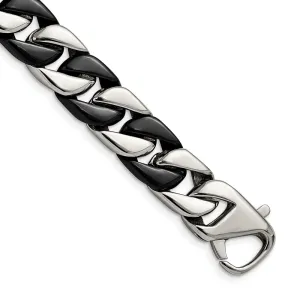 Chisel Stainless Steel Polished Black IP-plated 8.75 inch Curb Bracelet