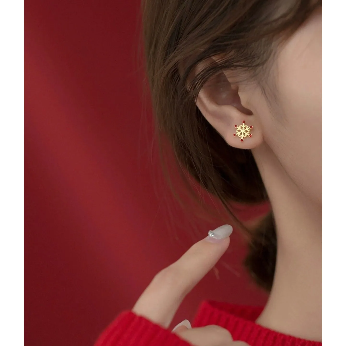 Christmas Asymmetry Small Stud Earrings-SS043