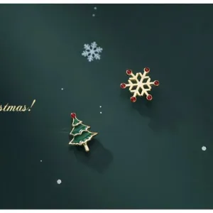 Christmas Asymmetry Small Stud Earrings-SS043