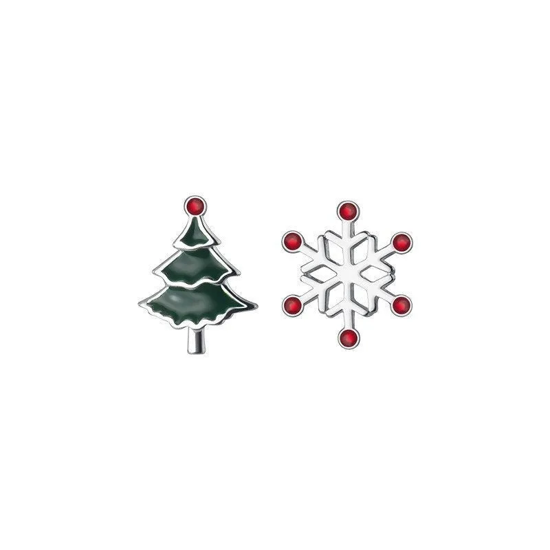 Christmas Asymmetry Small Stud Earrings-SS043