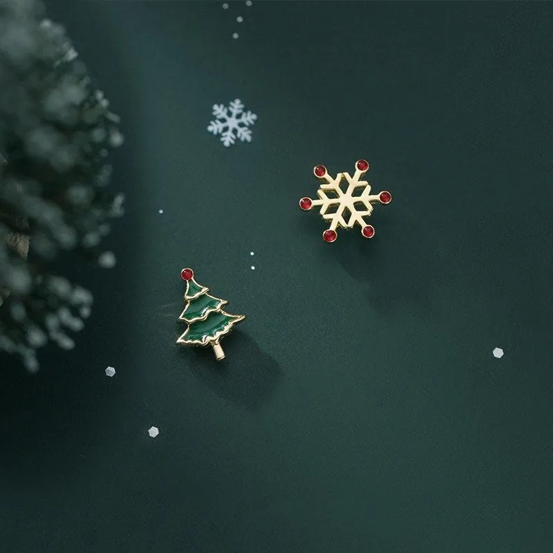 Christmas Asymmetry Small Stud Earrings-SS043