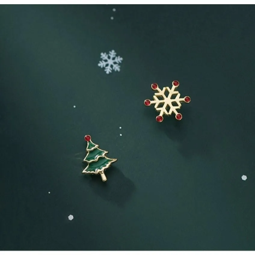 Christmas Asymmetry Small Stud Earrings-SS043