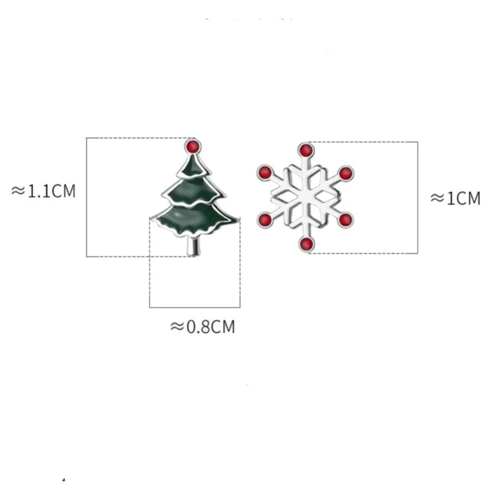 Christmas Asymmetry Small Stud Earrings-SS043