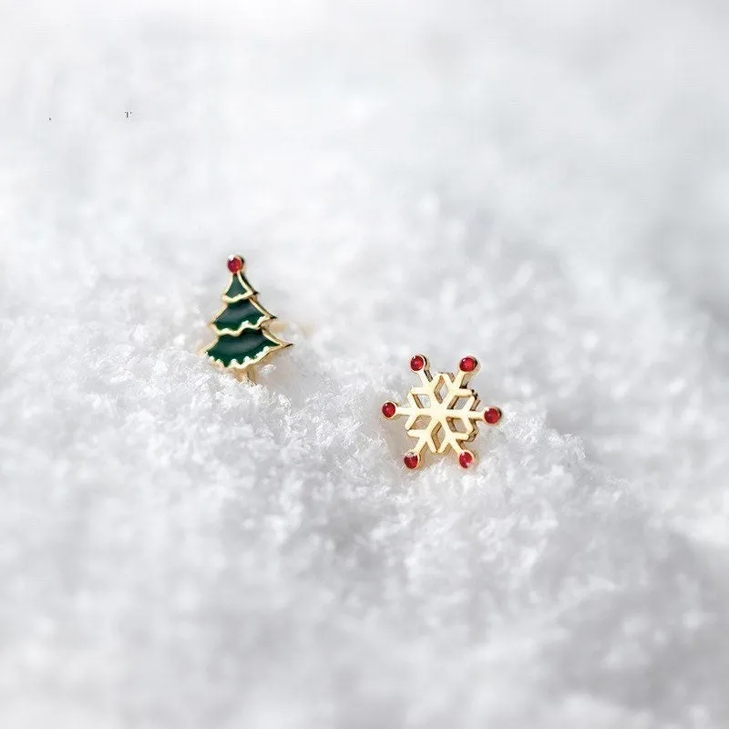 Christmas Asymmetry Small Stud Earrings-SS043