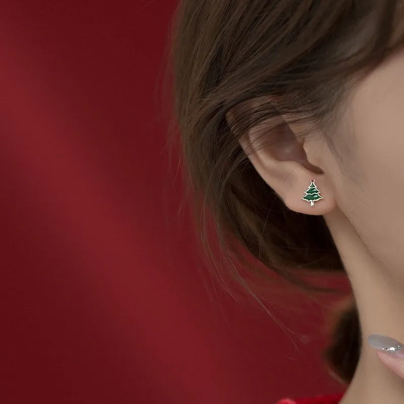 Christmas Asymmetry Small Stud Earrings-SS043