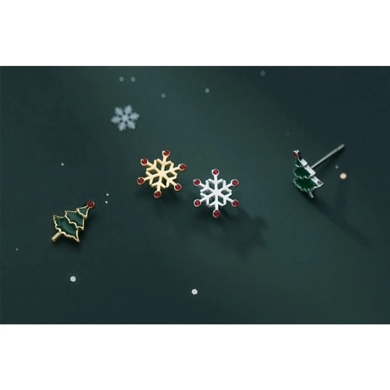 Christmas Asymmetry Small Stud Earrings-SS043