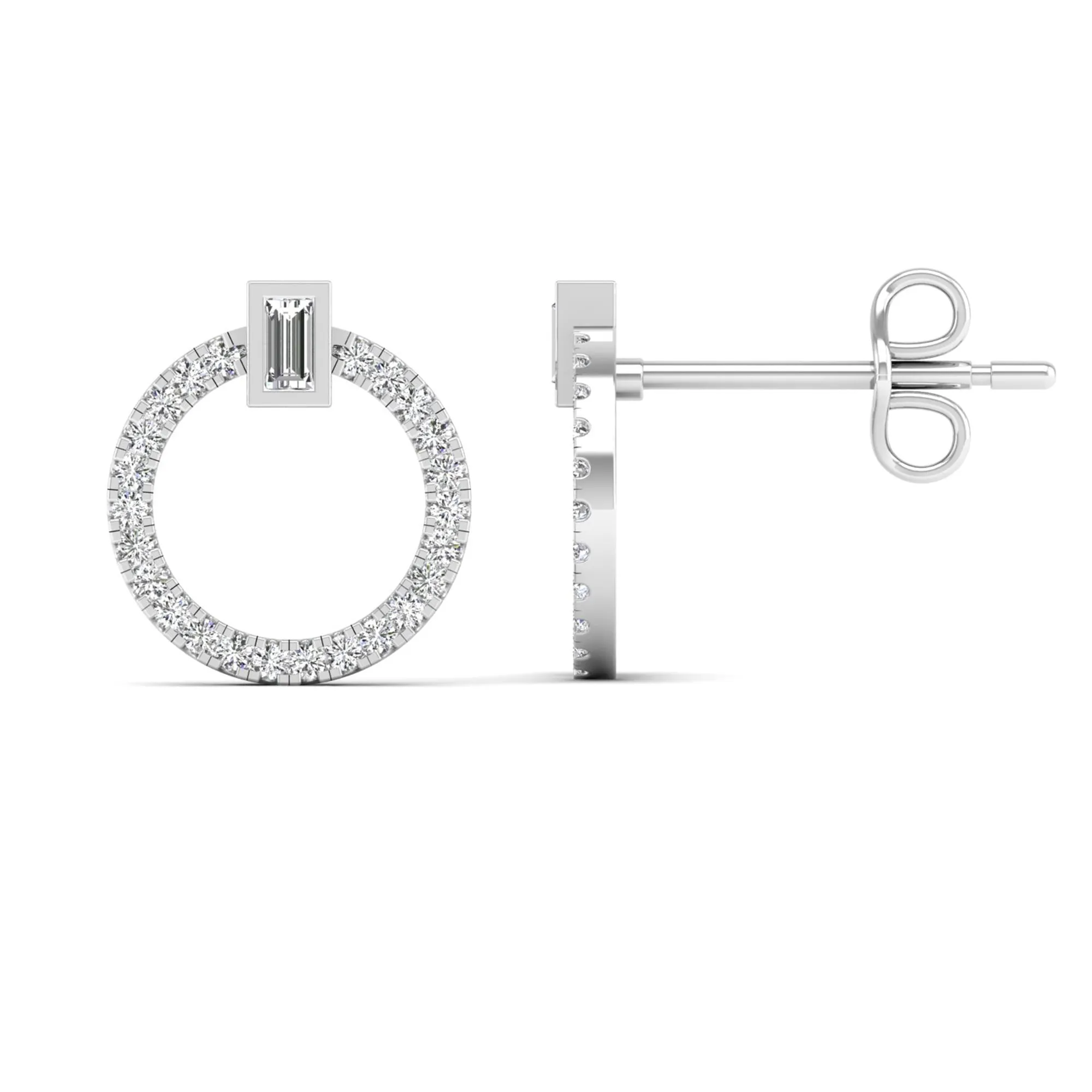 Circle Diamond Stud Earrings