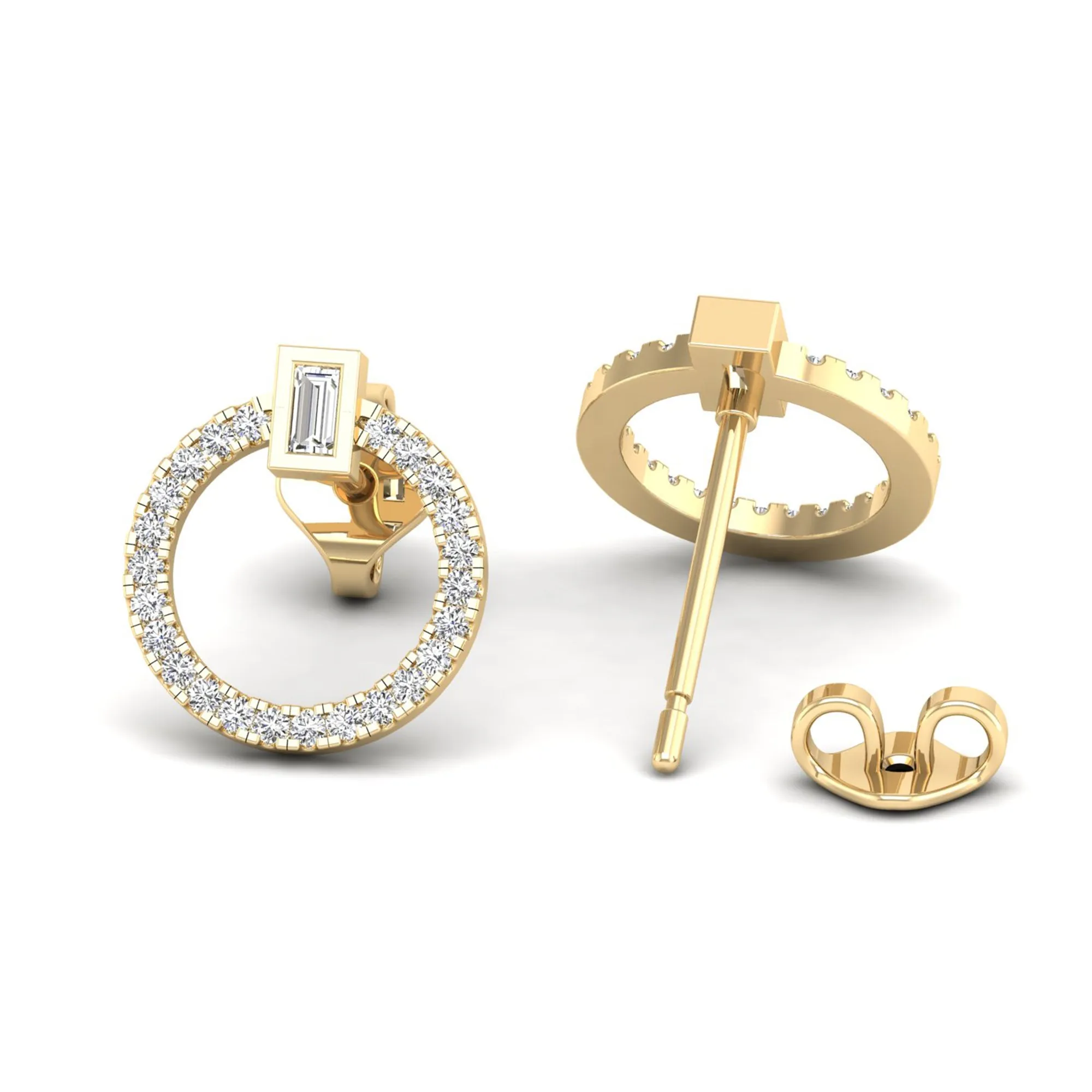 Circle Diamond Stud Earrings