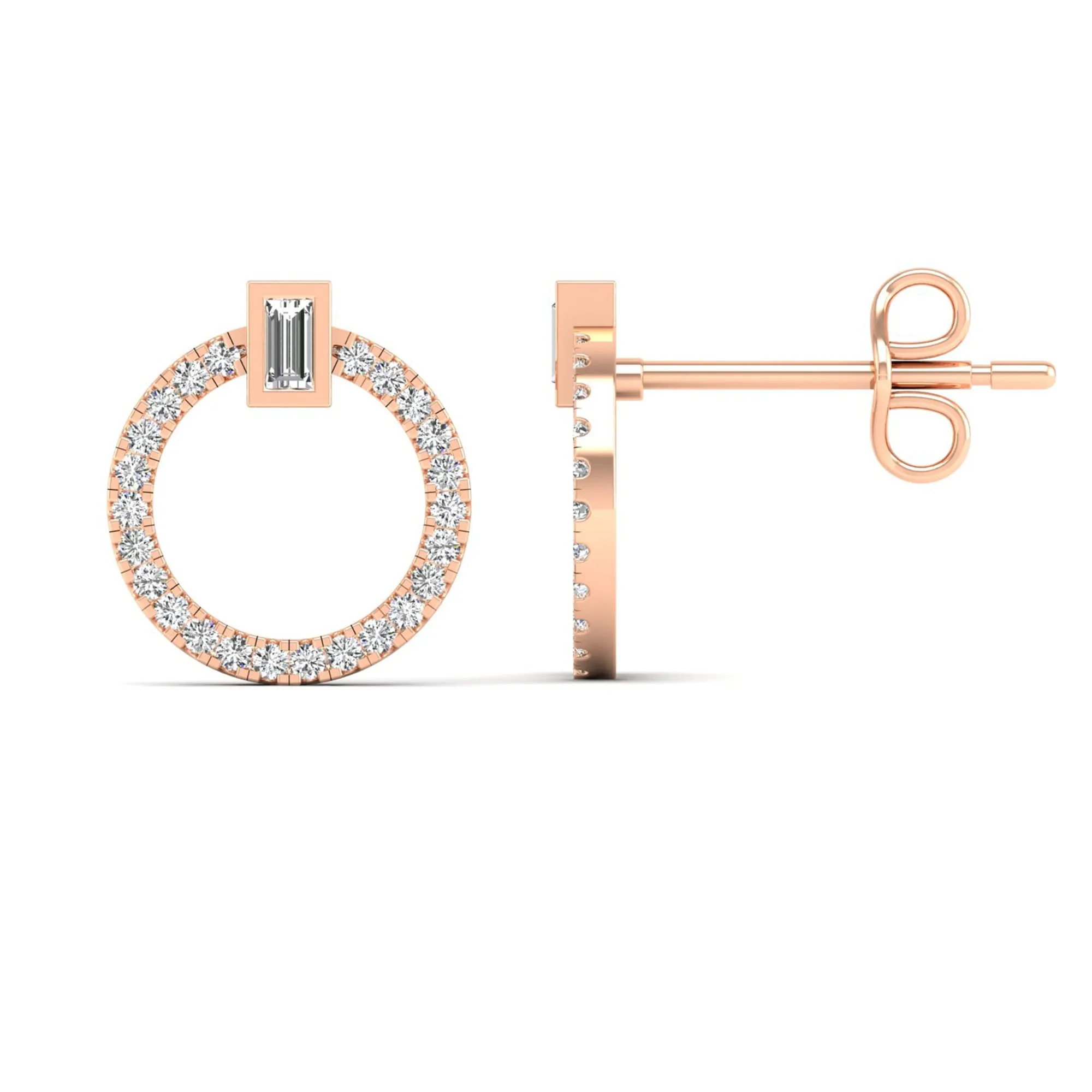 Circle Diamond Stud Earrings