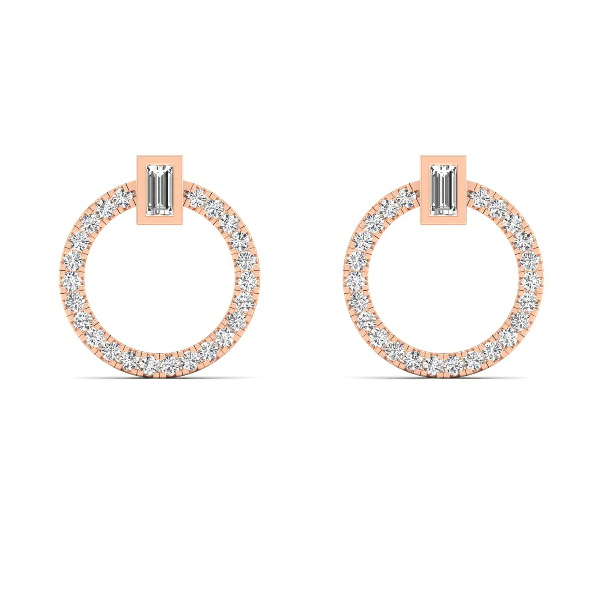 Circle Diamond Stud Earrings