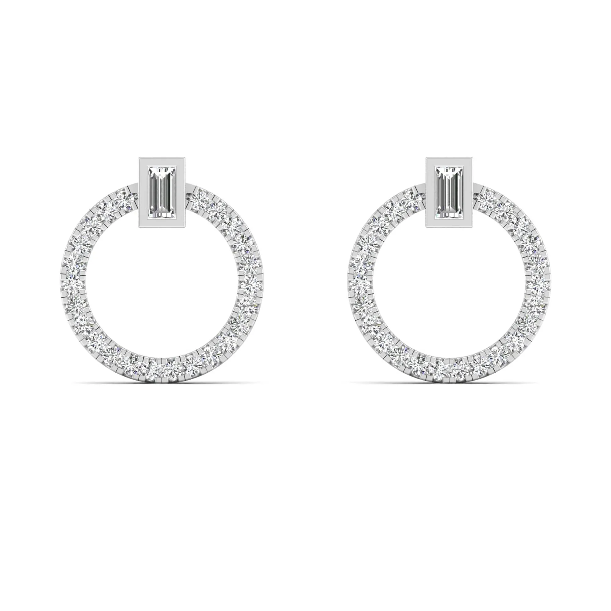 Circle Diamond Stud Earrings