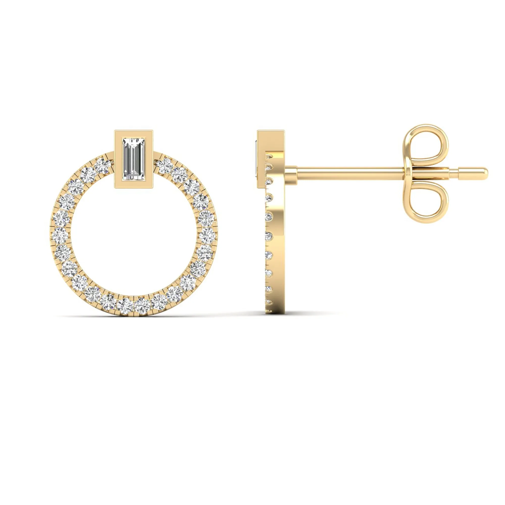 Circle Diamond Stud Earrings