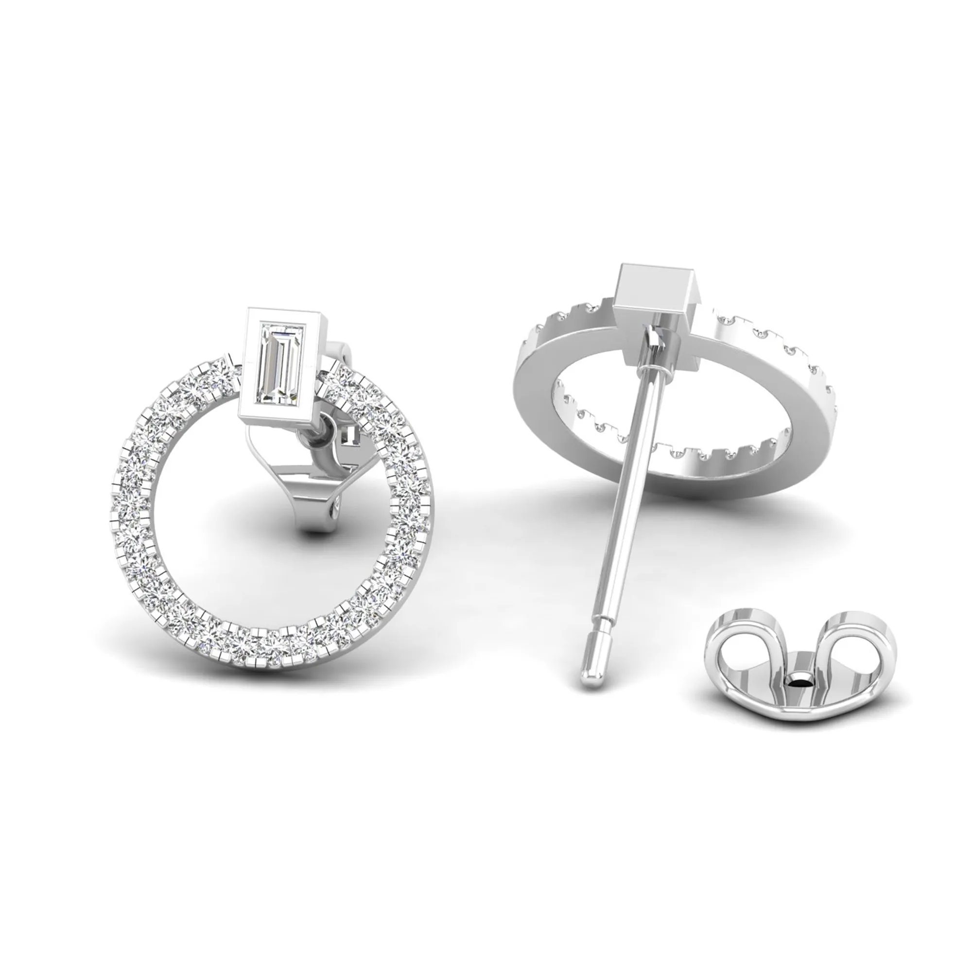 Circle Diamond Stud Earrings