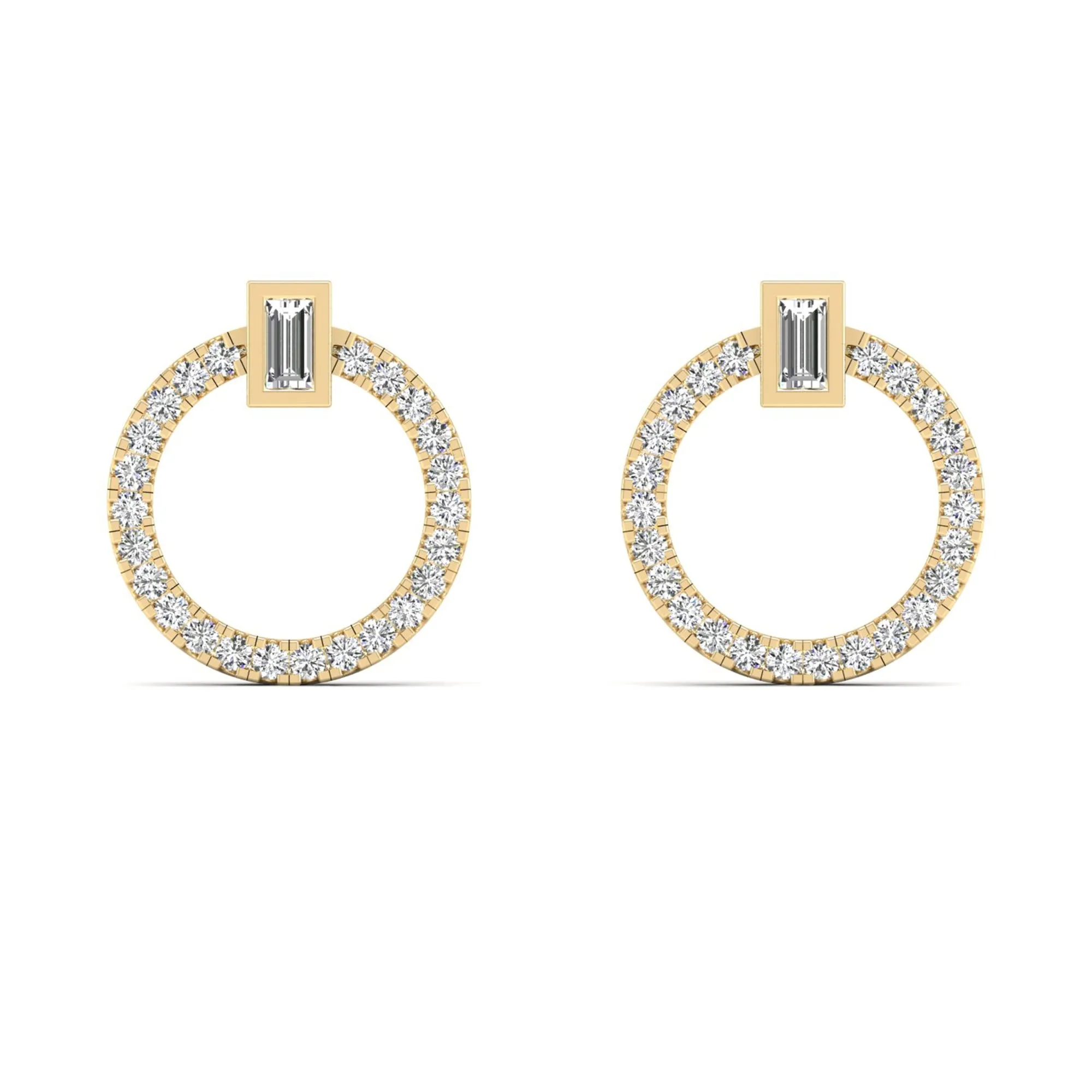 Circle Diamond Stud Earrings