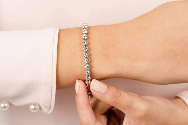 Circle Milgrain Diamond Bracelet with 8.25 ct.(finished) 4mm