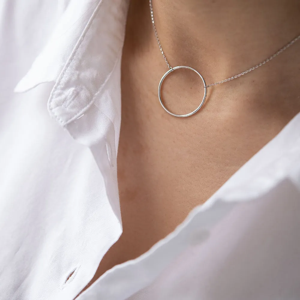 Circle Pendant Choker Necklace 14k Gold Dainty Simple Jewelry