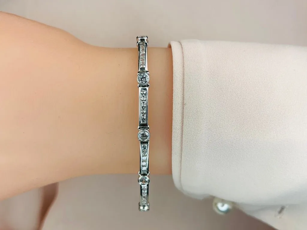 Classic Channel Frame Diamond Bracelet with 5.94 ct.(finished) 2.25mm, 3.8mm