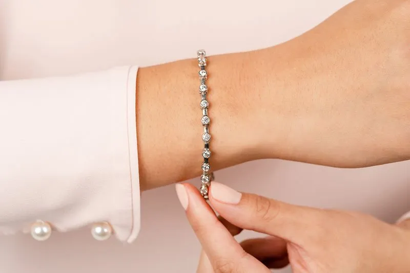 Classic Column Link Bezel Set Diamond Bracelet with 1.02 ct.(finished) 2mm