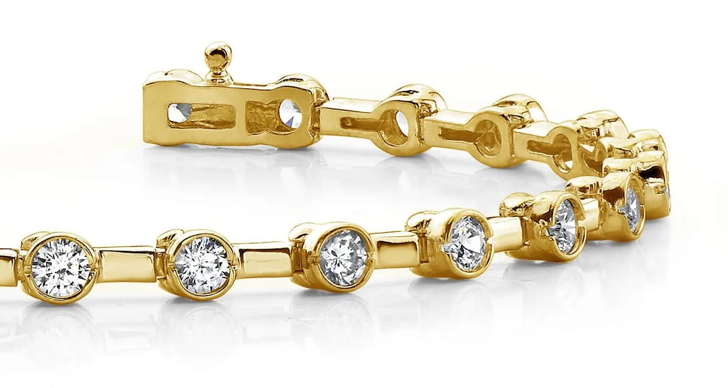 Classic Column Link Bezel Set Diamond Bracelet with 1.02 ct.(finished) 2mm