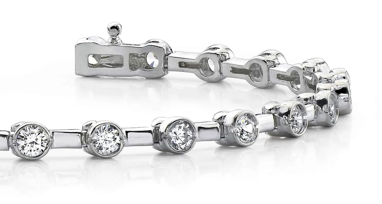 Classic Column Link Bezel Set Diamond Bracelet with 1.02 ct.(finished) 2mm