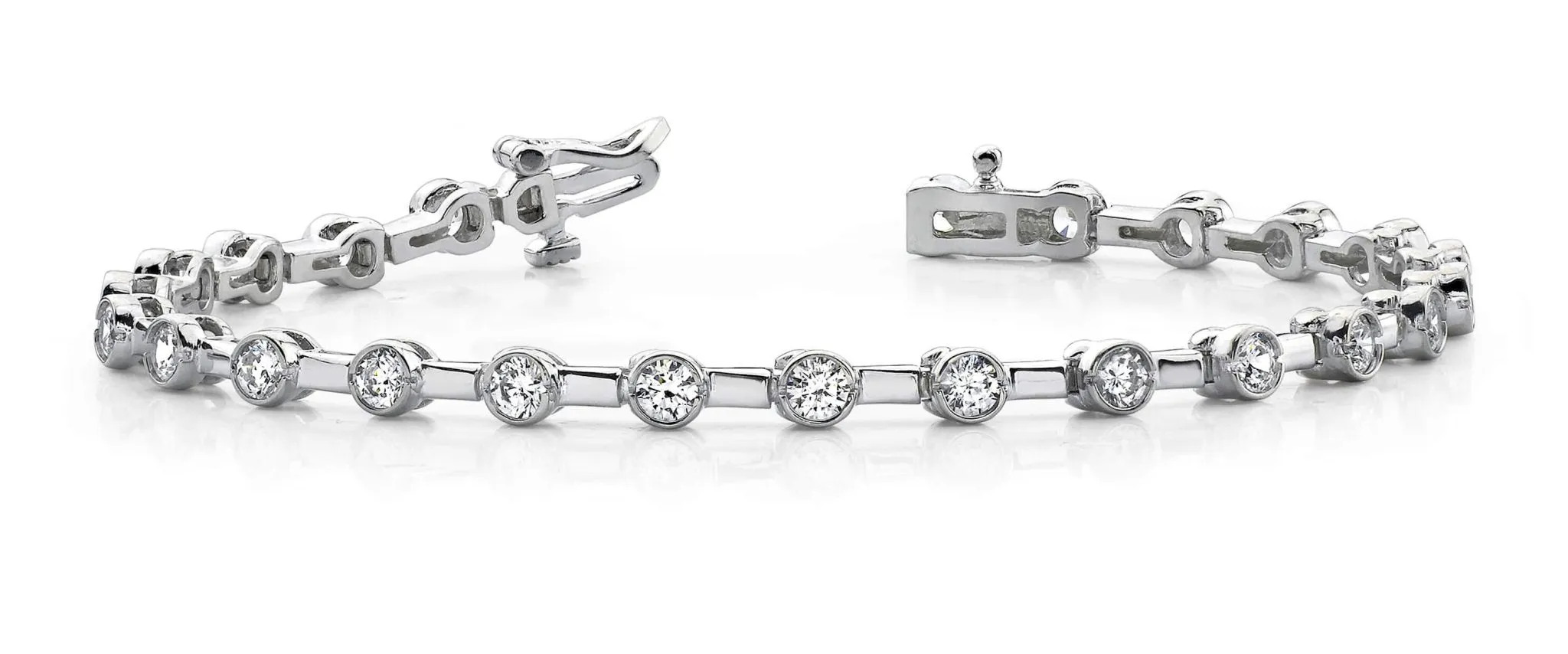 Classic Column Link Bezel Set Diamond Bracelet with 1.02 ct.(finished) 2mm