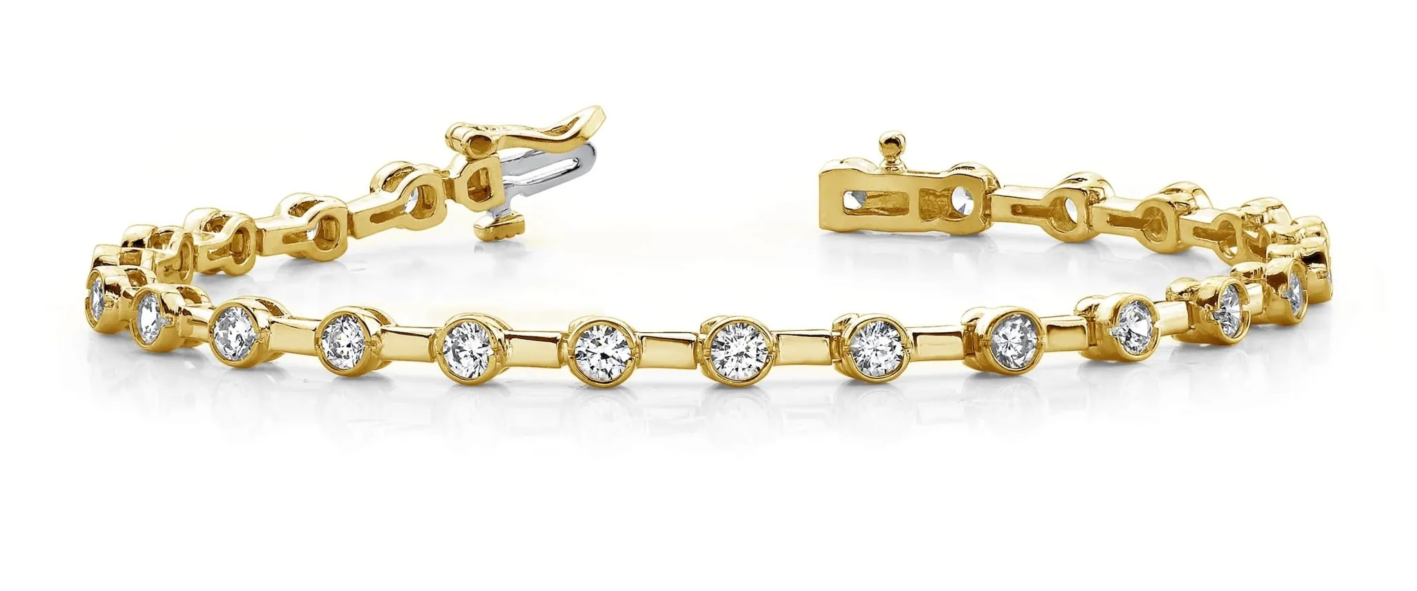 Classic Column Link Bezel Set Diamond Bracelet with 1.02 ct.(finished) 2mm