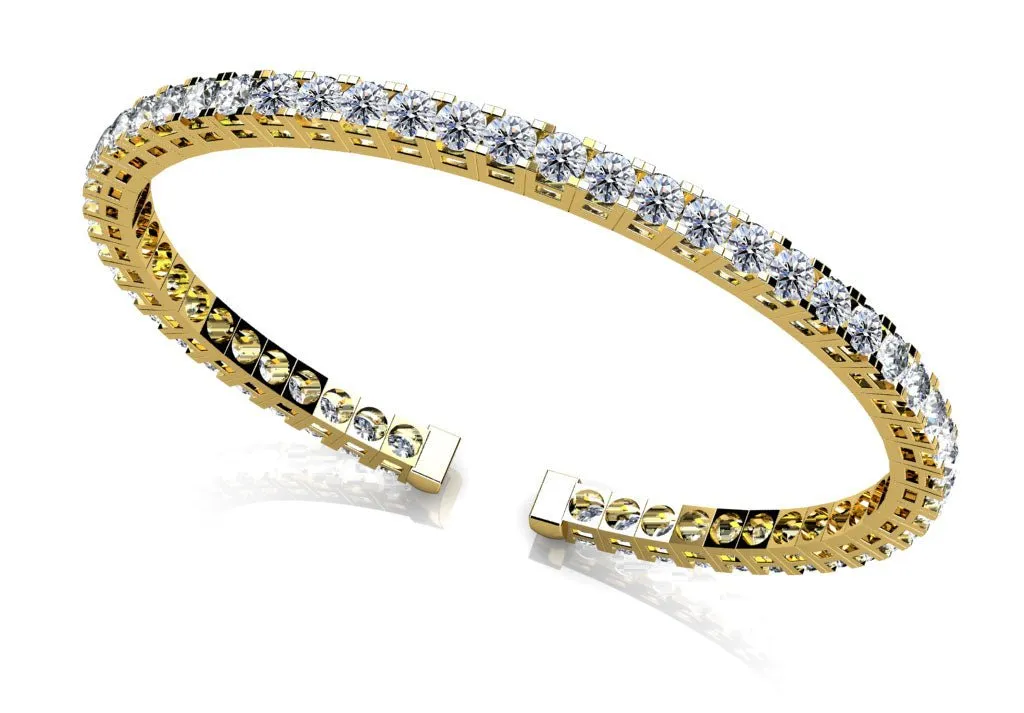 Classic Four Prong Flexible Lab-Grown Diamond Bangle with 4.68 ct.(finished) 2.8mm