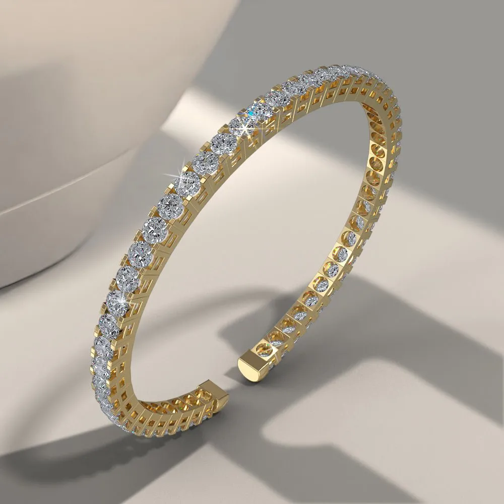 Classic Four Prong Flexible Lab-Grown Diamond Bangle with 4.68 ct.(finished) 2.8mm