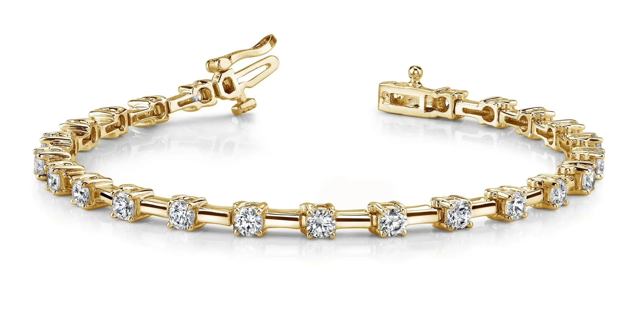 Classic Solid Rectangle Link Diamond Bracelet with 1.96 ct.(finished) 2.7mm