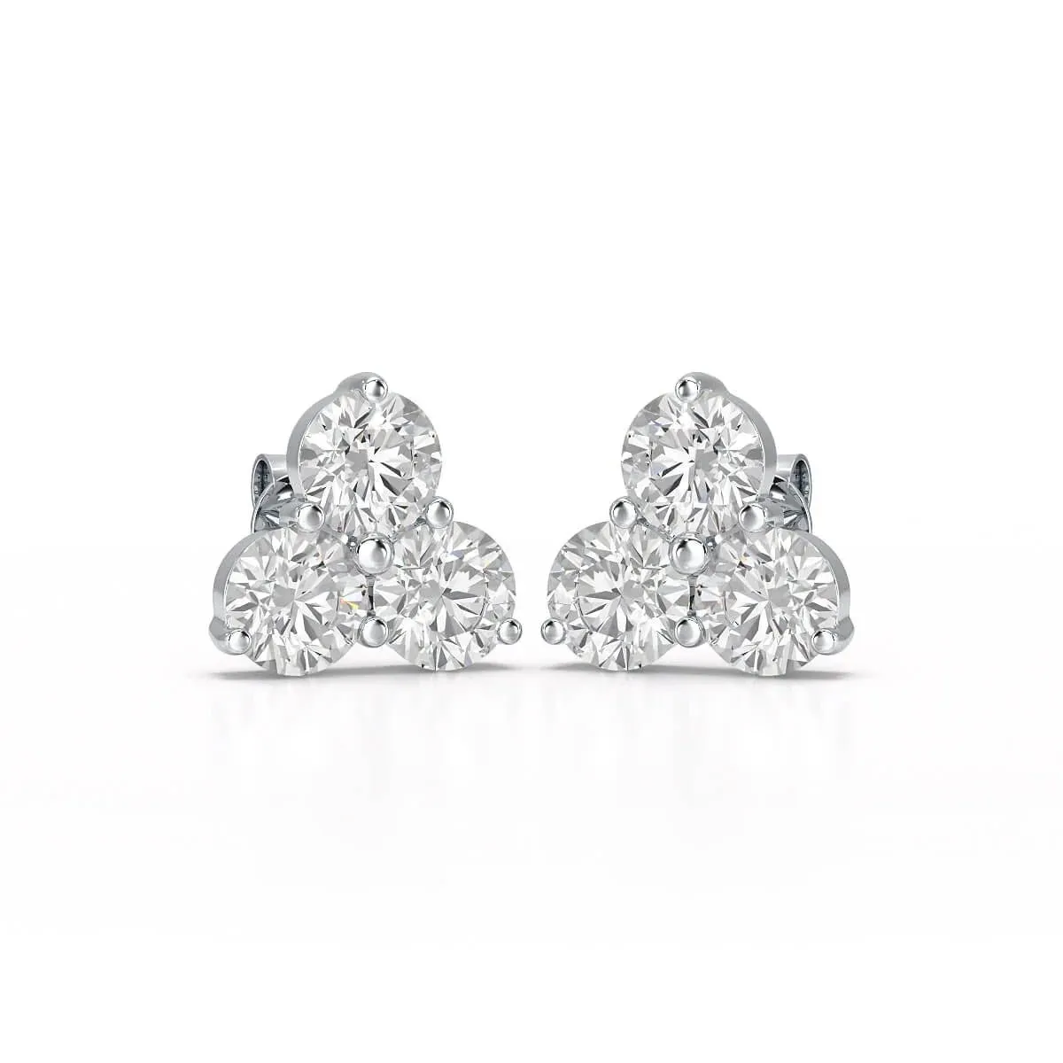 Classic Three Stone Round Diamond Earrings