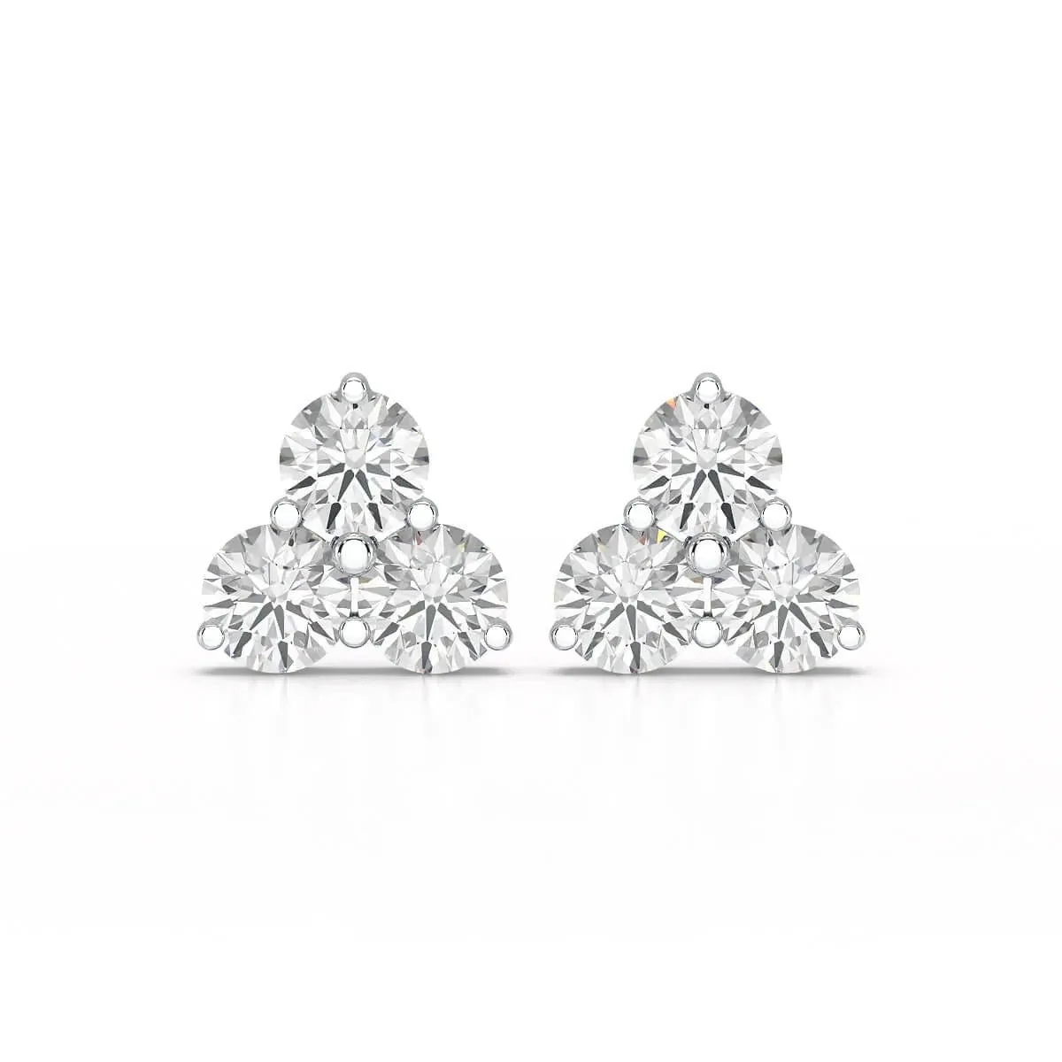 Classic Three Stone Round Diamond Earrings