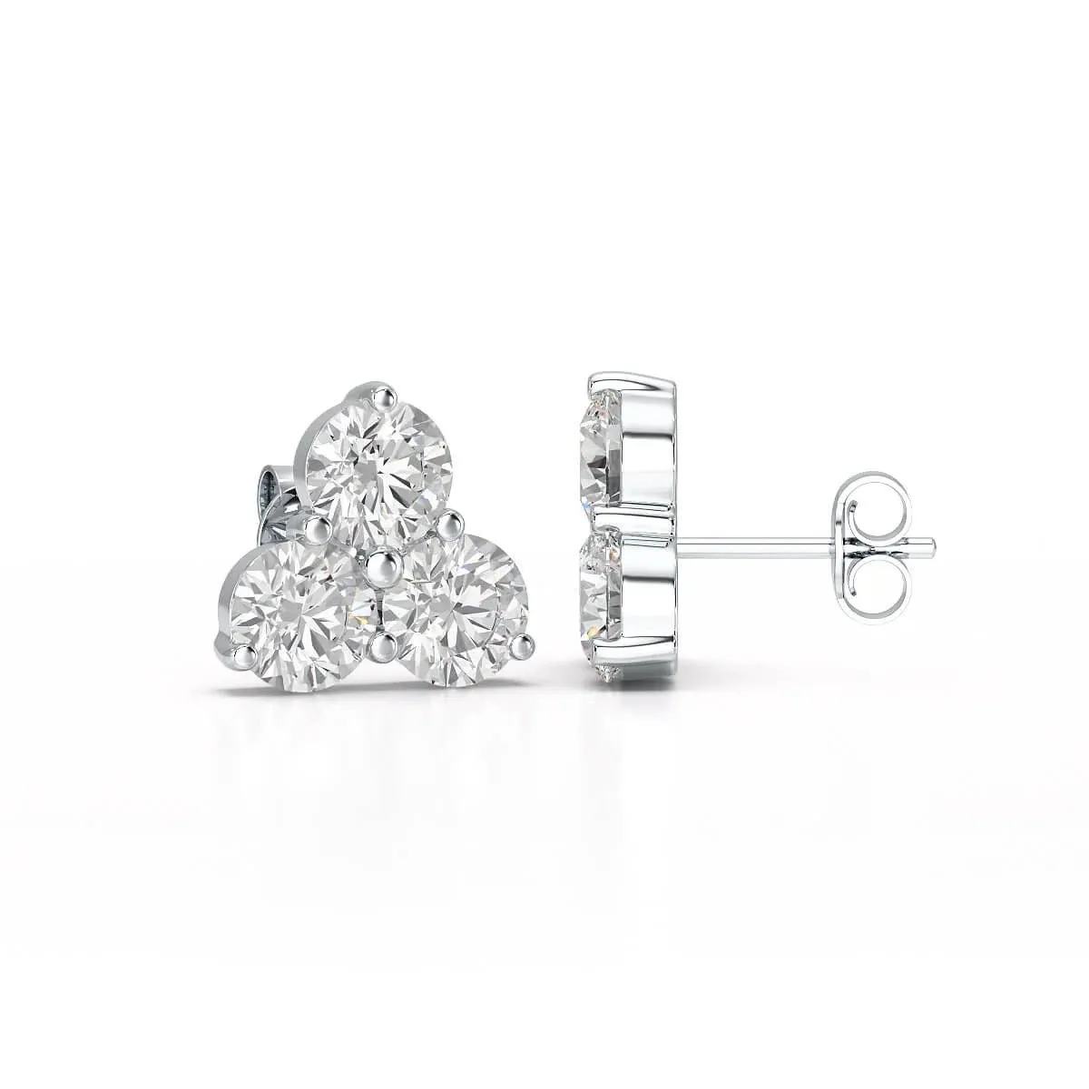 Classic Three Stone Round Diamond Earrings